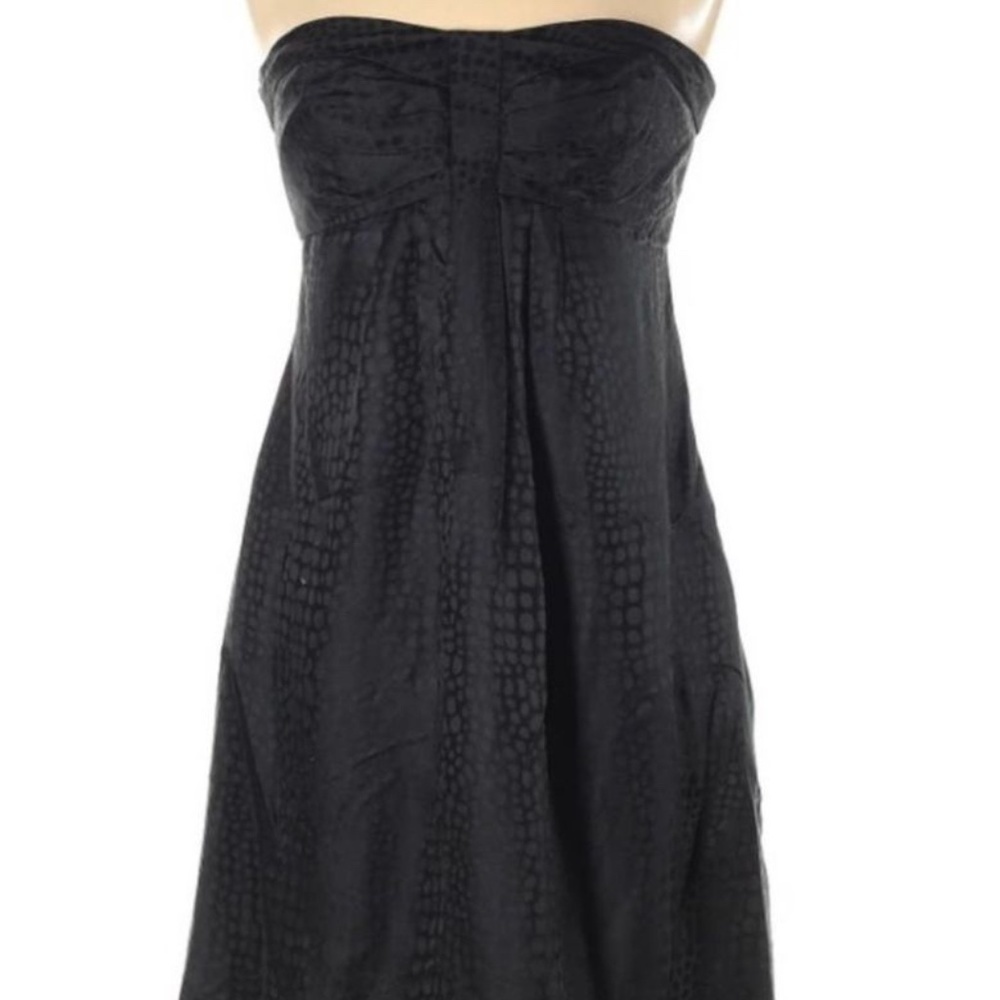 White House Black Market Women's Black Silk Mini Strapless Dress Size 4